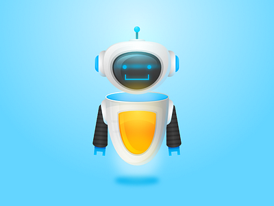 Friendly Robot affinity cartoon character design futuristic illustration mascot realistic robot vector