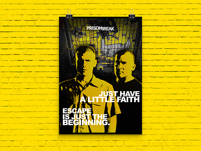 Prison Break poster. black break cell design escape graphic design origami photoshop poster prison tv shows typography yellow