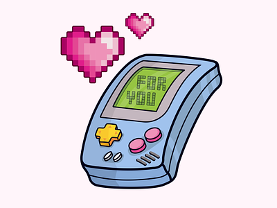 Gameboy in love adobe illustrator art gameboy heart pixel valentines day vector