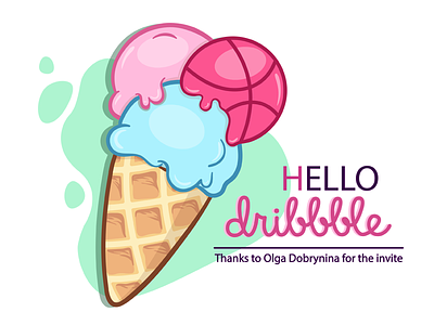 Hello Dribbble hello icecream illustration vector
