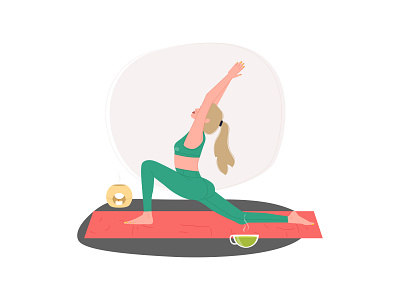 Woman doing yoga art branding design gym illustration incense lifestyle matcha meditation model morning spiritual development vector woman yoga teachers