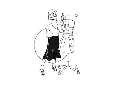 Woman sewing a dress on a mannequin art black branding clothes design fashion fashion designer fashion magazine illustration mannequin model photo seamstress style stylist tailoring vector woman