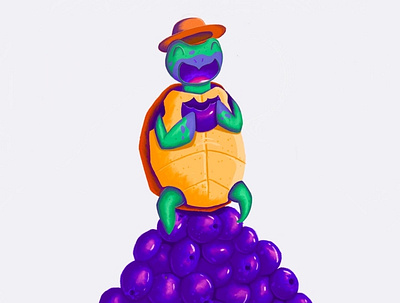 Blueberry loving Turtle art characterdesign illustration procreate turtle