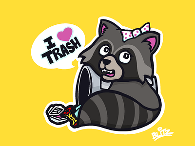 Trash Panda (with a Bow) art bow cute drawing illustration procreate raccoon trash panda