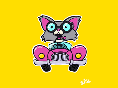 Speedy Kitten art car cat drawing illustration kitten procreate