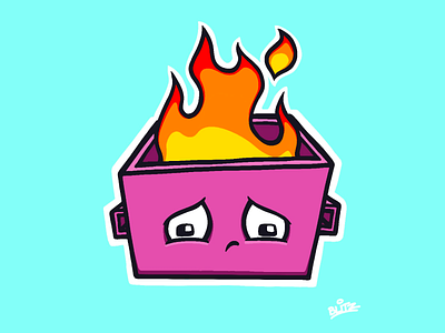 Dumpster Fire art drawing dumpster fire illustration procreate trash