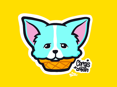 Corgis + Cream corgi ice cream illustration procreate