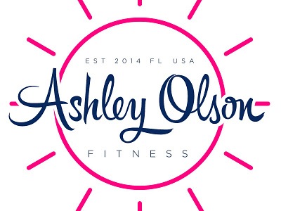 Ashley Olson Fitness Logo beach fitness logo pink script sun