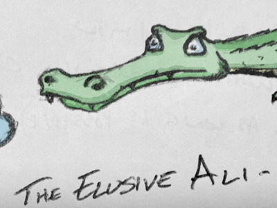 Ali-Gator aligator alligator fake watercolor illustration sketch