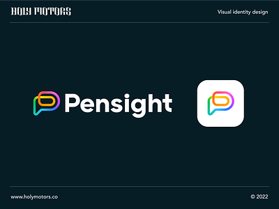 Pensight brand identity branding colorful consultation design gradient graphic design grid letter logo logotype mark meeting p p monogram speech bubble typography