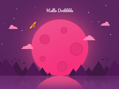 Welcome Shot first shot hello dribbble aamit moon night