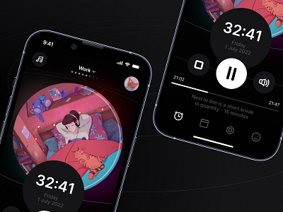 Pomodoro timer concept app design ui
