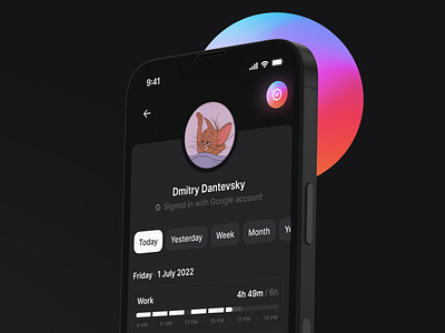 Pomodoro timer — personal area app design ui ux