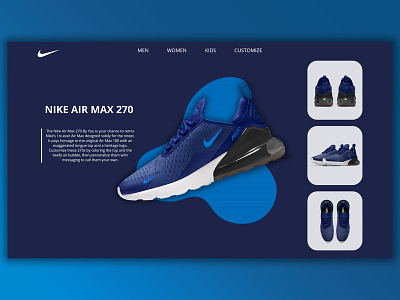 Nike Air Max 270 blue brand design flat landign page landing landing page design minimal nike photoshop shoe ui ui ux design uidesigner ux web webdesign webdesigner website