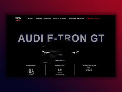 Audı E-Tron GT Concept UI audi brand clean concept design minimal photoshop ui ux web webdesign webdesigner website