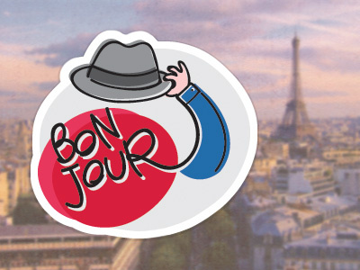 Bonjour bonjour france gentleman illustration man paris sticker