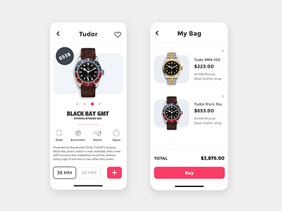 Watch Store App e-commerce mobile app mobile design