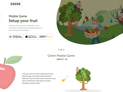 Landing page for mobile game app design flat fruit green illustration interface landing landingpage layout sketch ui ux