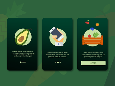 Onboarding Mobile Game app apple application design flat fruit game illustration interface landing layout mobile sketch ui ux vegetable