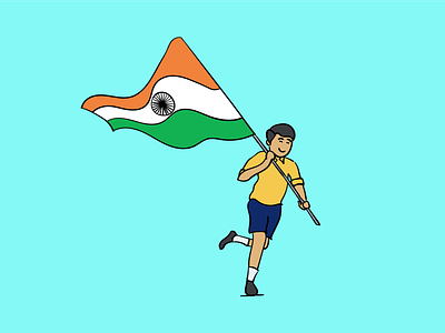 Kid with India flag illustration