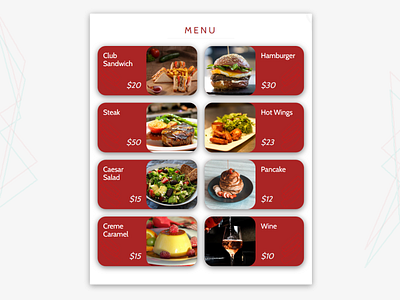 Resto Menu component design mobile restaurant web