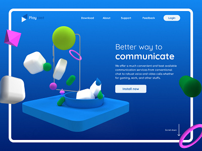 Messaging Service Landing page 3d landing page minimal web design