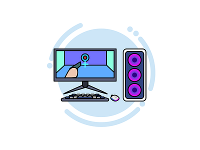 Daily Icon #38 - Favorite hobby 'PC Enthusiast' flat icon illustration minimal vector