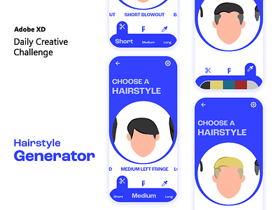 Hairstyle Generator app app app design flat minimal ui ux vector