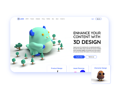 3DLADS - 3D design platform & services concept 3d adobe xd hero image landing page minimal mockup ui ui design ux web