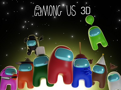 Among Us 3D poster 3d 3d model among us blender imposter minimal