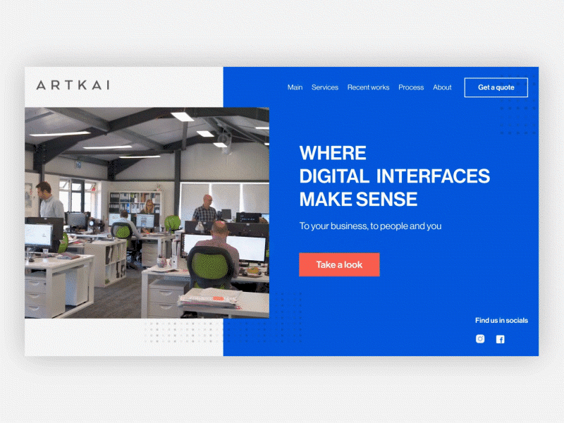 Homepage for design & development agency