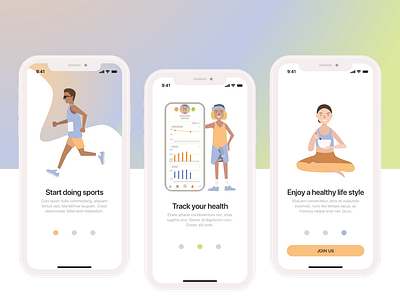 Onboarding pages for health tracking app health health app health tracking illustration onboarding uidesign uiuxdesign