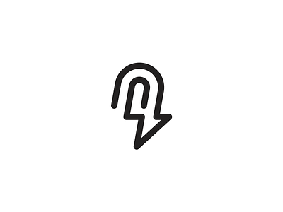 Paperclip/thunder black brand branding design flat icon logo minimal simple white