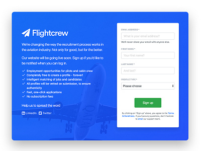 Flightcrew landing page coming soon design form landing page minimal sign up ui ux web design website