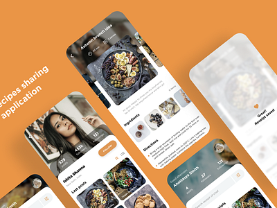 Recipes sharing application app design applicaiton design food food app receipt recipe app recipes social media socialmedia ui