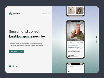 Landing page for shopping application