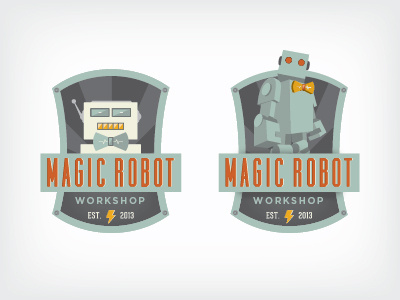 Magic Robot Logo badge bowtie emblem logo magic robot workshop