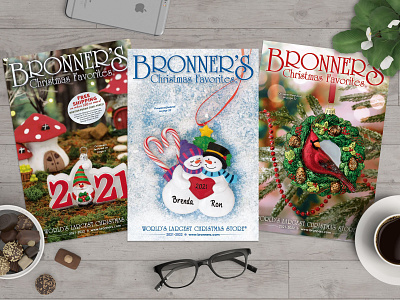 Bronner's Christmas Favorites Catalog 2021-2022 catalog design designer graphi graphic design indesign layout design magazine retail