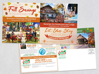 Bronner's and Bavarian Inn Fall Coupon Postcard 2019 graphic design postcard postcard design