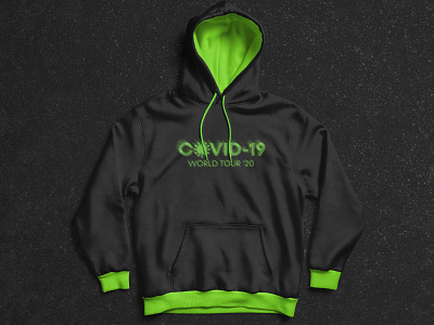 Covid-19 // World Tour Merchandising art black branding concept corona coronavirus covid 19 covid19 design hoodie logo merchandise mockup neon