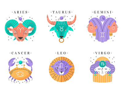 Flat Zodiac Signs (1/2)