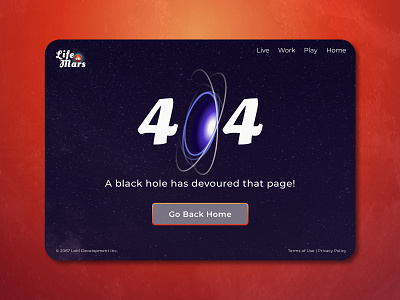 Daily UI, Day 8: 404 Page 404error 404page app blackhole dailyui dailyui008 design interfacedesign mars sciencefiction scifi space ui ui design uichallenge ux uxdesign