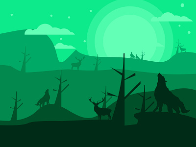 Wolf animation design flat illustration vector