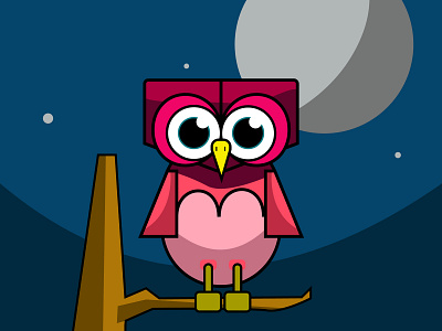 Owl 2d animal animation design digital flat flat design illustration illustrations night owl portrait vector vector illustration