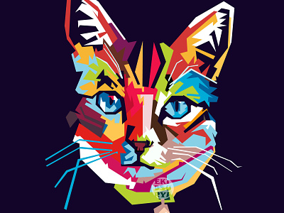 Kucing popart animal art cat design digital flat illustration illustrations kucing popart portrait portrait art vector vector illustration wpap