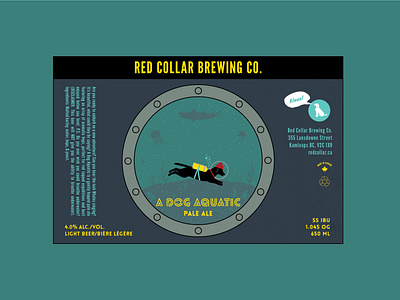 "A Dog Aquatic" Pale Ale a dog aquatic aquatic themed artwork beer label british columbia craft beer design illustration pale ale print the life aquatic vector wes anderson