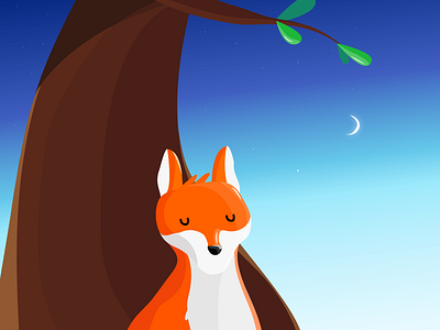 Little fox waiting for the sunrise digital illustration graphic design illustration illustrator vector