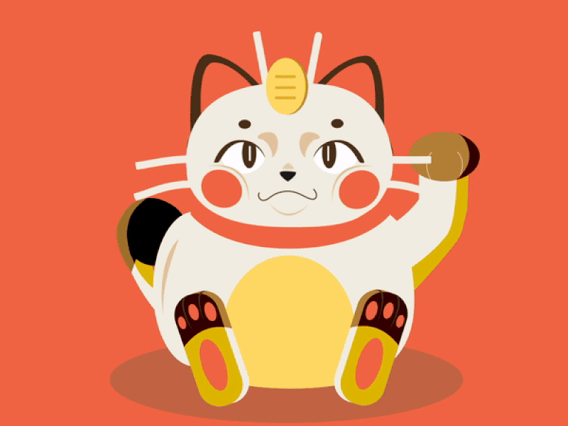 Lucky Cat Meowth animation after effects design flat illustration lucky cat lunar new year pokemon pokemon art