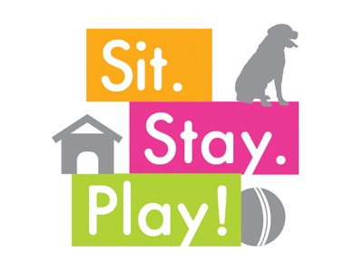 Sit. Stay. Play! Logo dog dog logo dog sitter logo pets puppy veterinary