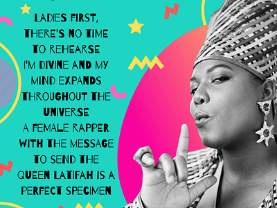 Queen Latifah black and white colorful design graphic design hiphop queen latifah